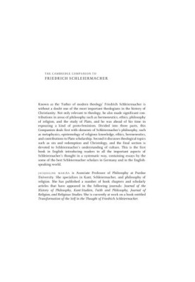 The Cambridge Companion to Friedrich Schleiermacher