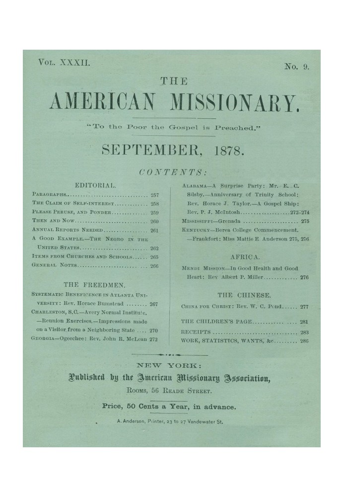 The American Missionary — Volume 32, No. 09, September, 1878