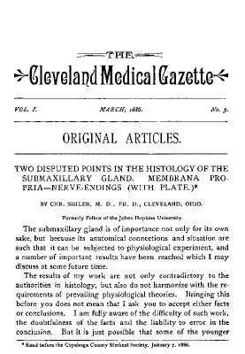 The Cleveland Medical Gazette, Vol. 1, No. 5, March 1886
