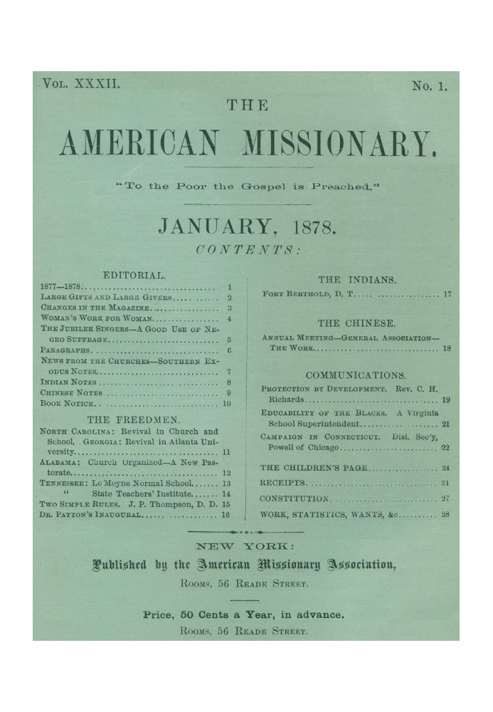 Американський місіонер — том 32, № 01, січень 1878 р