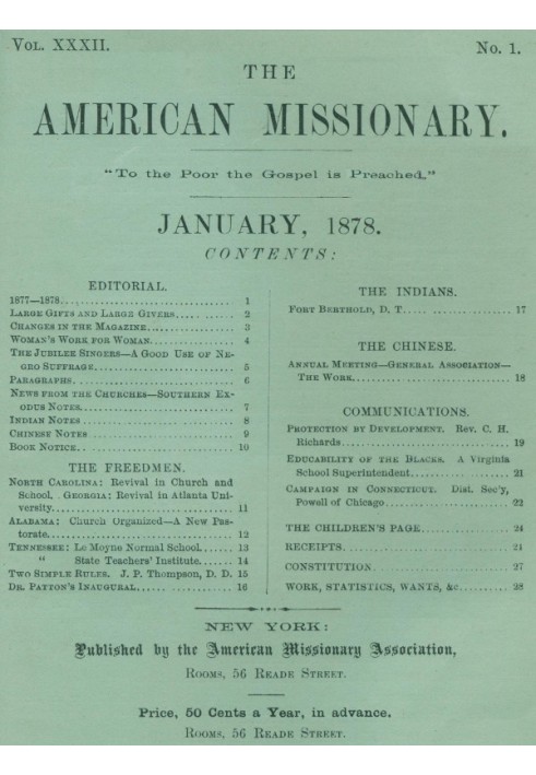 Американський місіонер — том 32, № 01, січень 1878 р