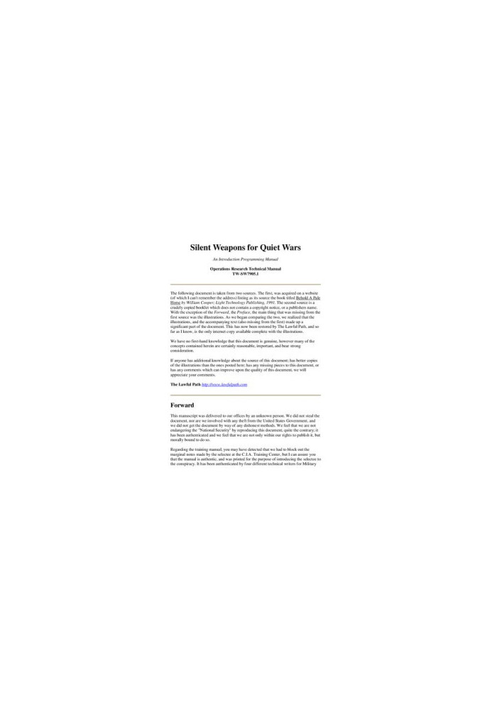 Silent Weapons for Quiet Wars: An Introductory Programming Manual