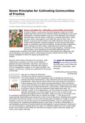 Seven Principles for Cultivating Communities of Practice