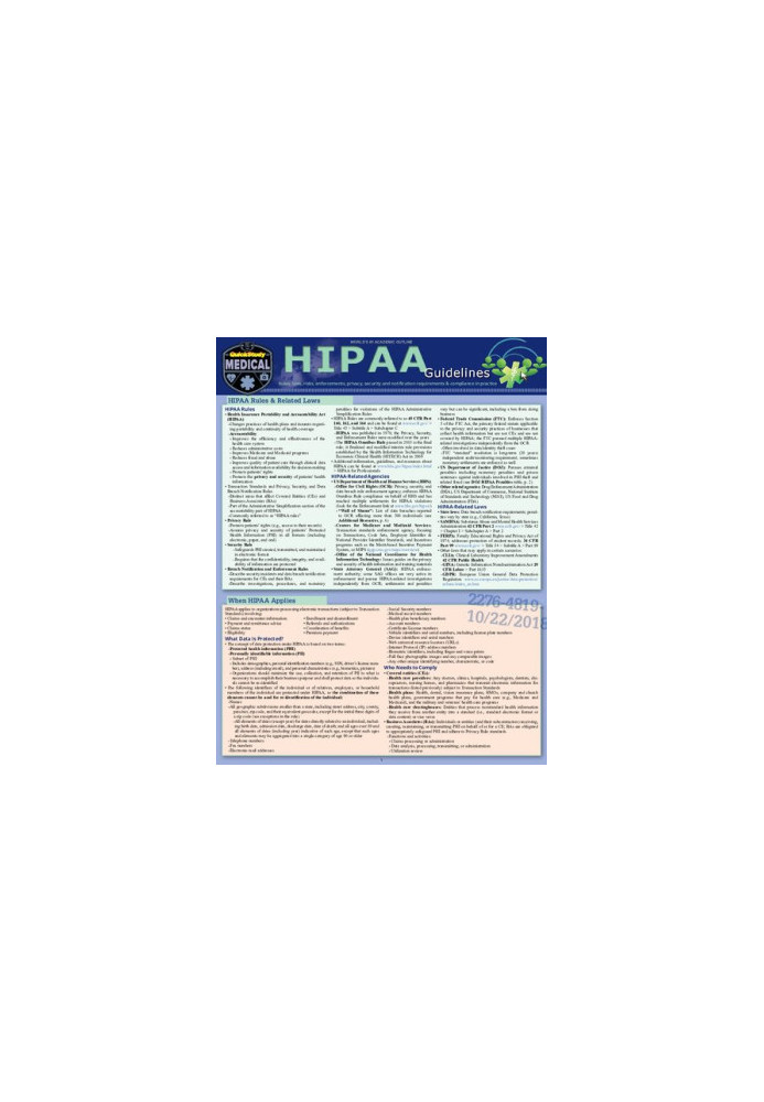 HIPAA Guidelines: a QuickStudy Laminated Reference Guide