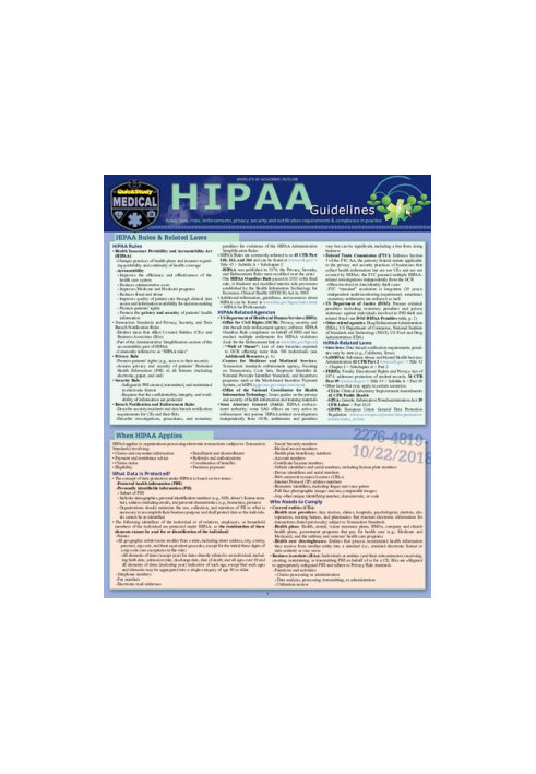 HIPAA Guidelines: a QuickStudy Laminated Reference Guide