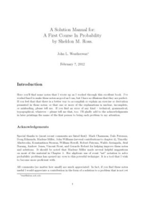 A solution manual for A first course in probability