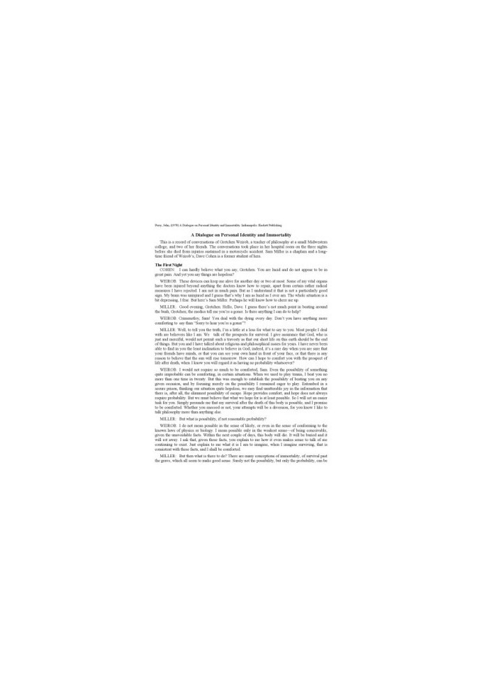 A Dialogue on Personal Identity and Immortality