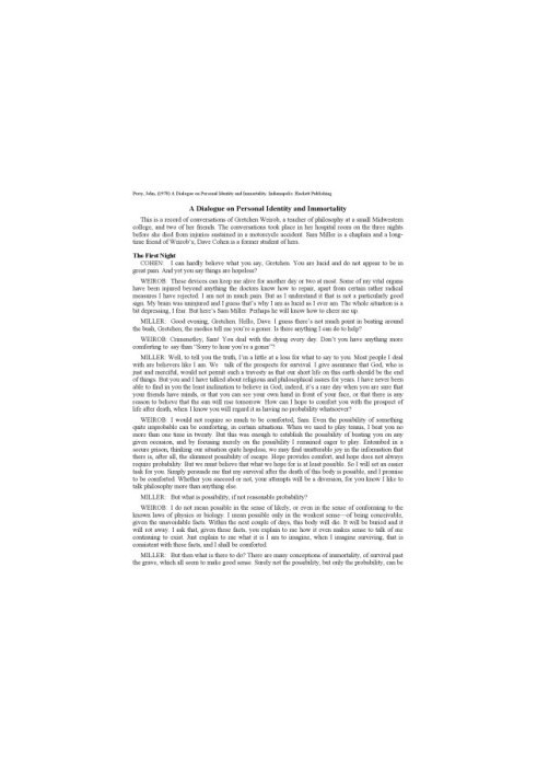 A Dialogue on Personal Identity and Immortality