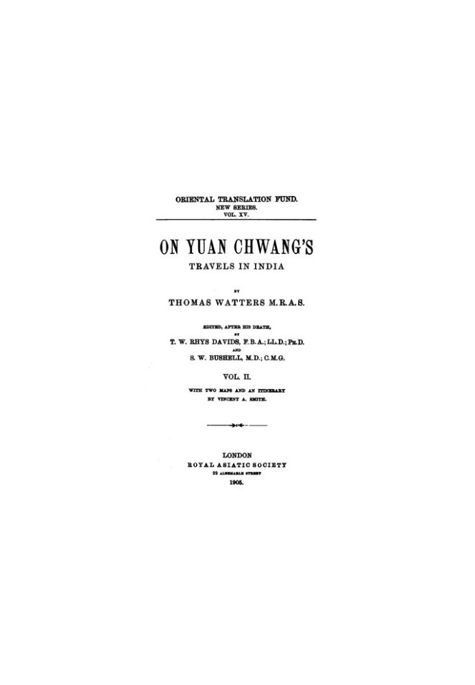 On Yuan Chwang's Travels in India 629-645 A. D., Vol. II