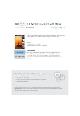The Human Factors of Process Safety and Worker Empowerment in the Offshore Oil Industry: Proceedings of a Workshop