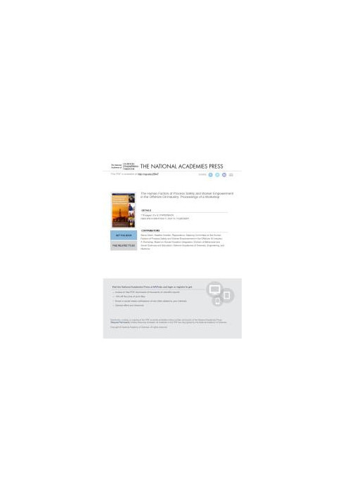 The Human Factors of Process Safety and Worker Empowerment in the Offshore Oil Industry: Proceedings of a Workshop