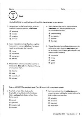 Wordly Wise, Grade 12, Test Booklet (4th Edition)