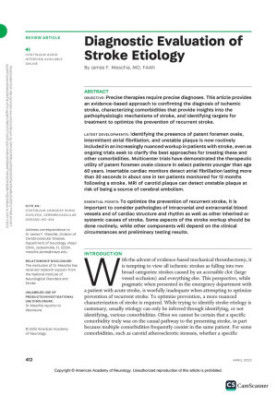DIAGNOSTIC EVALUATION OF STROKE ETIOLOGY