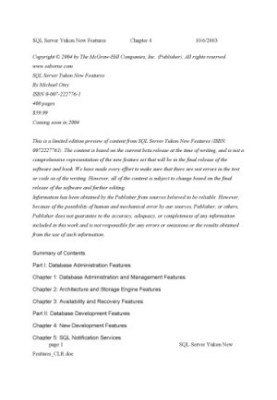Microsoft SQL Server 2005 new features