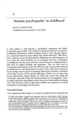 Autistic Psychopathy in Childhood