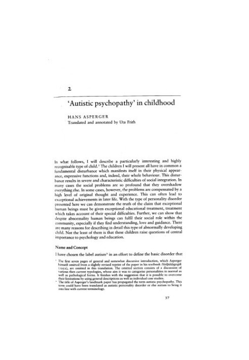 Autistic Psychopathy in Childhood