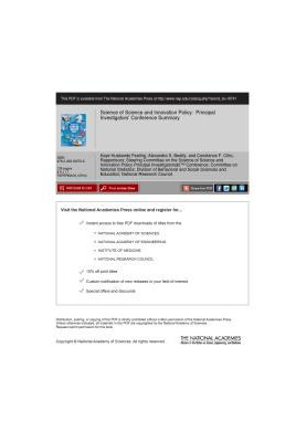 Science of Science and Innovation Policy : Principal Investigators' Conference Summary