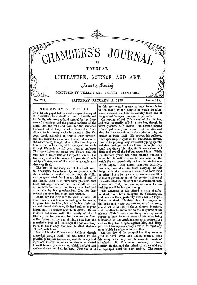 Chambers's Journal of Popular Literature, Science, and Art, No. 734, January 19, 1878