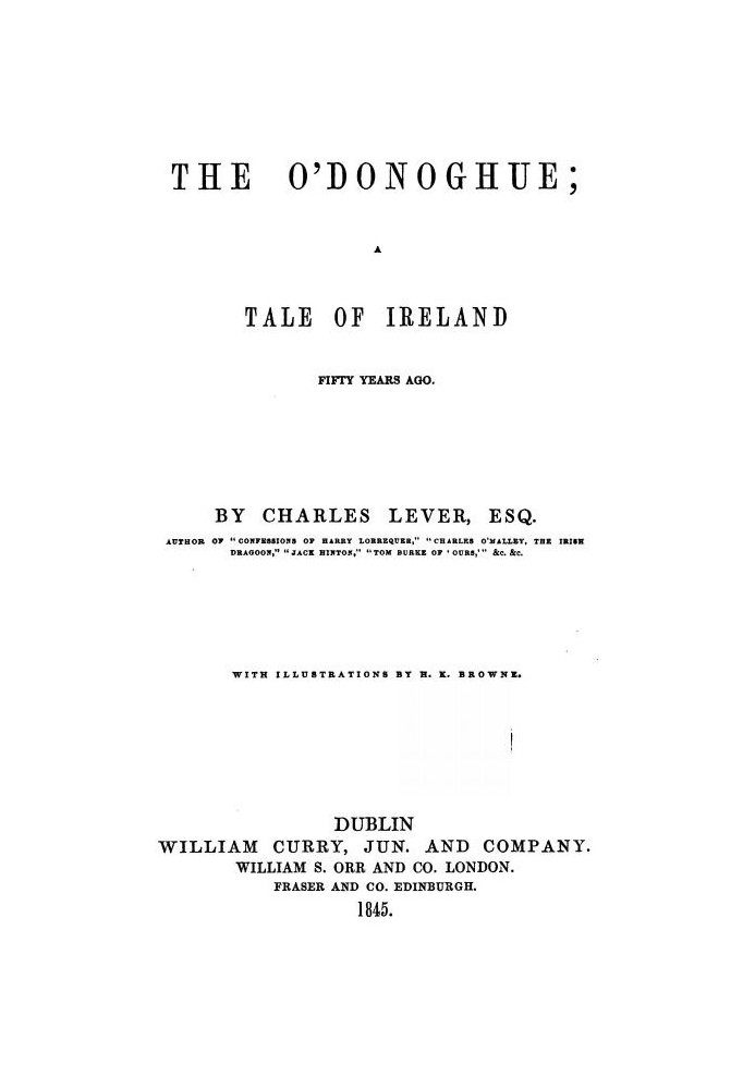 The O'Donoghue: Tale of Ireland Fifty Years Ago