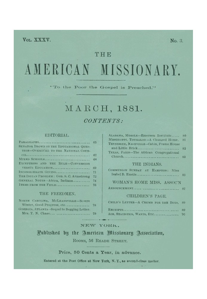 Американский миссионер - Том 35, № 3, март 1881 г.