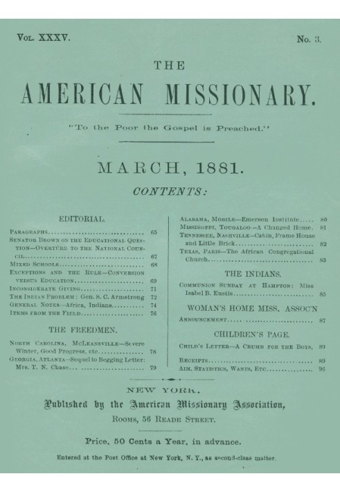 Американский миссионер - Том 35, № 3, март 1881 г.