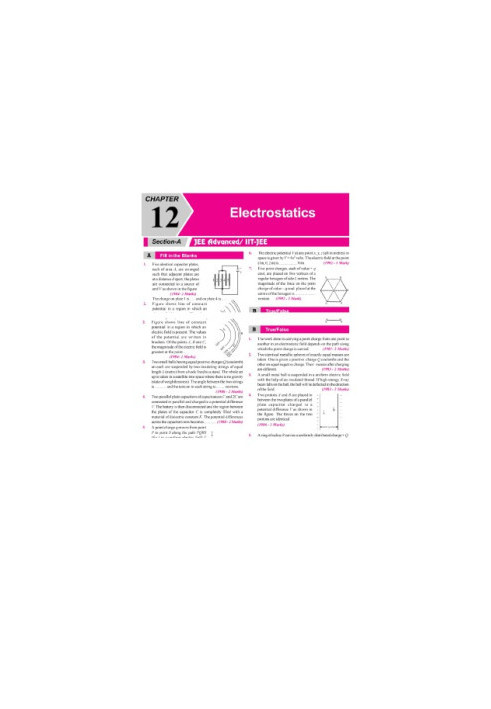 Electrostatics IIT JEE Chapter wise Solution 1978 to 2017 along with AIEEE IIT JEE main
