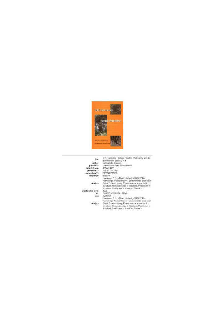 D. H. Lawrence: Future Primitive