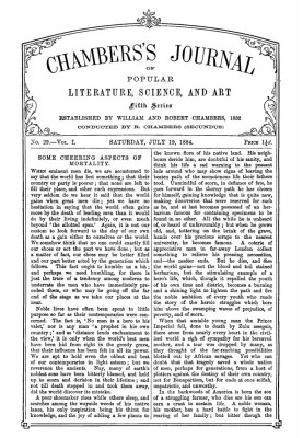 Chambers's Journal of Popular Literature, Science, and Art, Fifth Series, No. 29, Vol. I, July 19, 1884