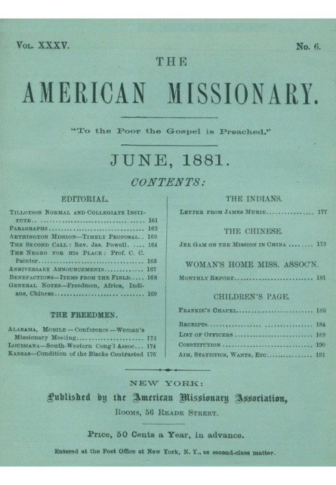 The American Missionary — Volume 35, No. 6, June, 1881