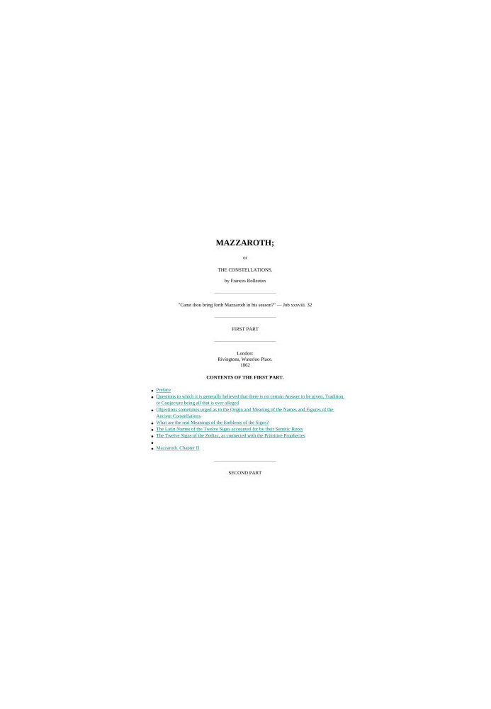 Mazzaroth or The Constellations (Astrology)