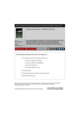 Health and Incarceration : A Workshop Summary
