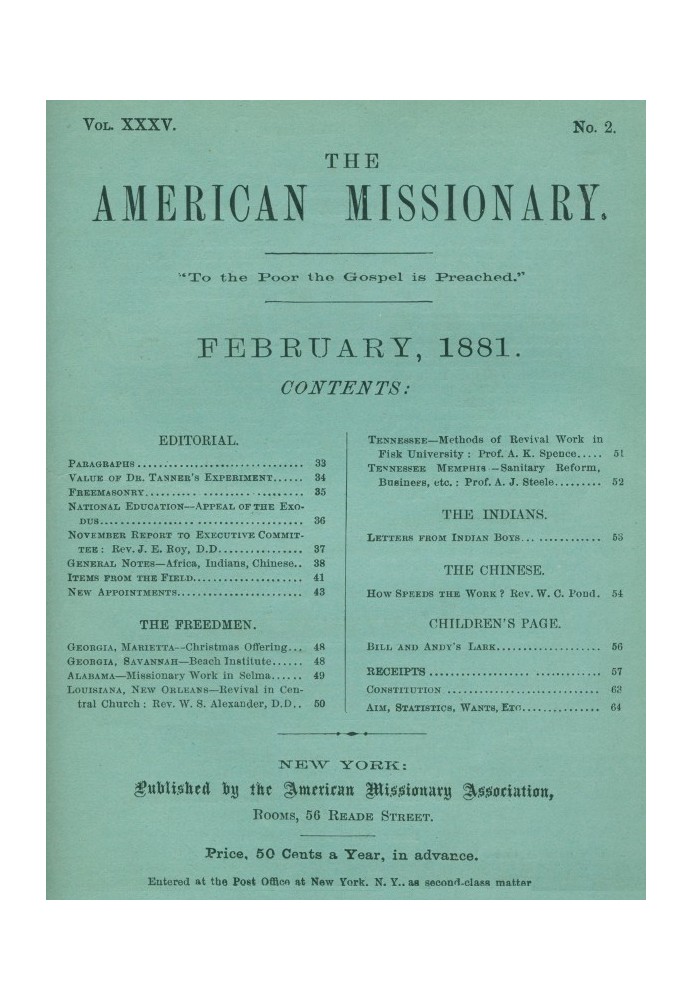 Американський місіонер — том 35, № 2, лютий 1881 р