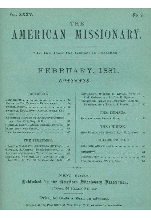 Американський місіонер — том 35, № 2, лютий 1881 р