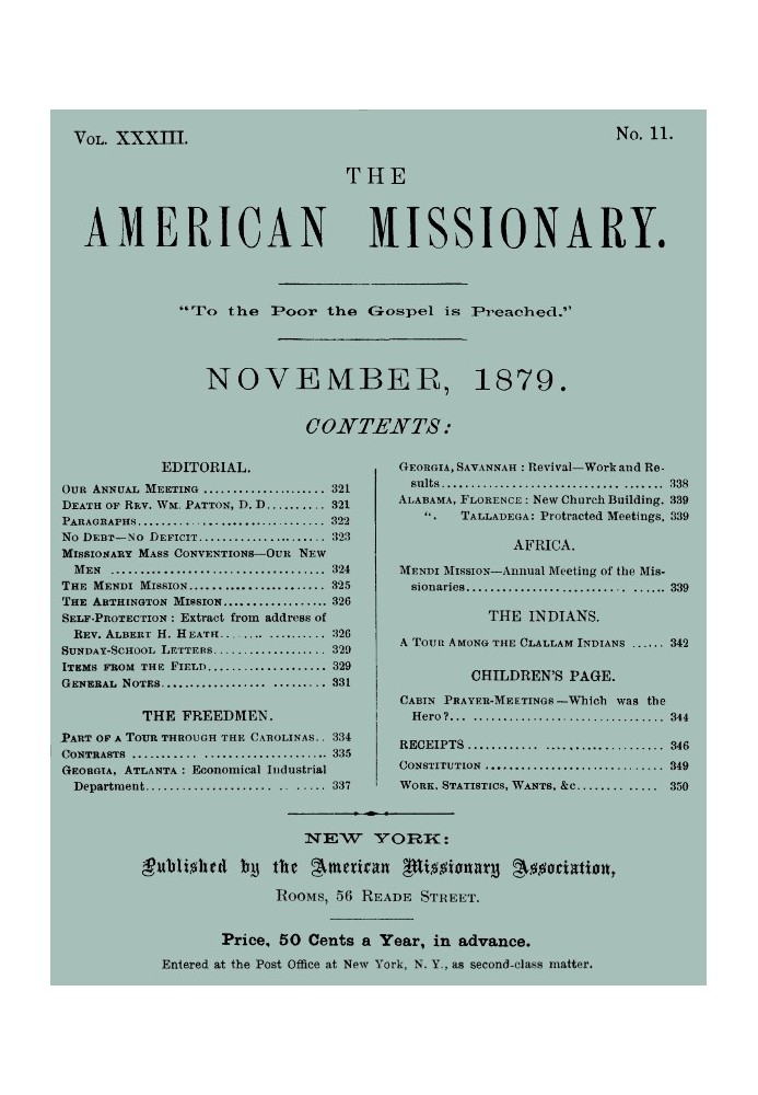 Американський місіонер — том 33, № 11, листопад 1879 р