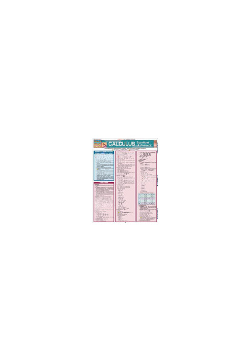BarCharts QuickStudy Calculus Equations & Answers