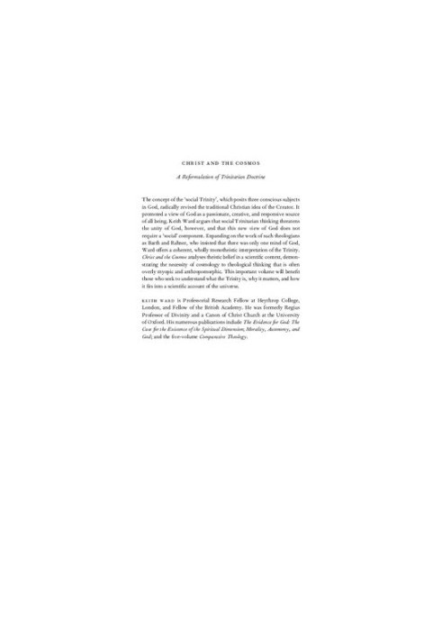 Christ and the Cosmos: A Reformulation of Trinitarian Doctrine