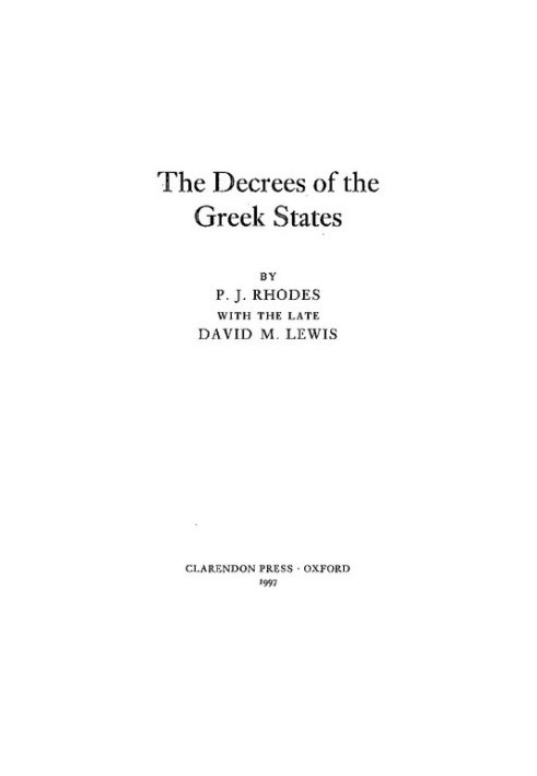 The Decrees of the Greek States