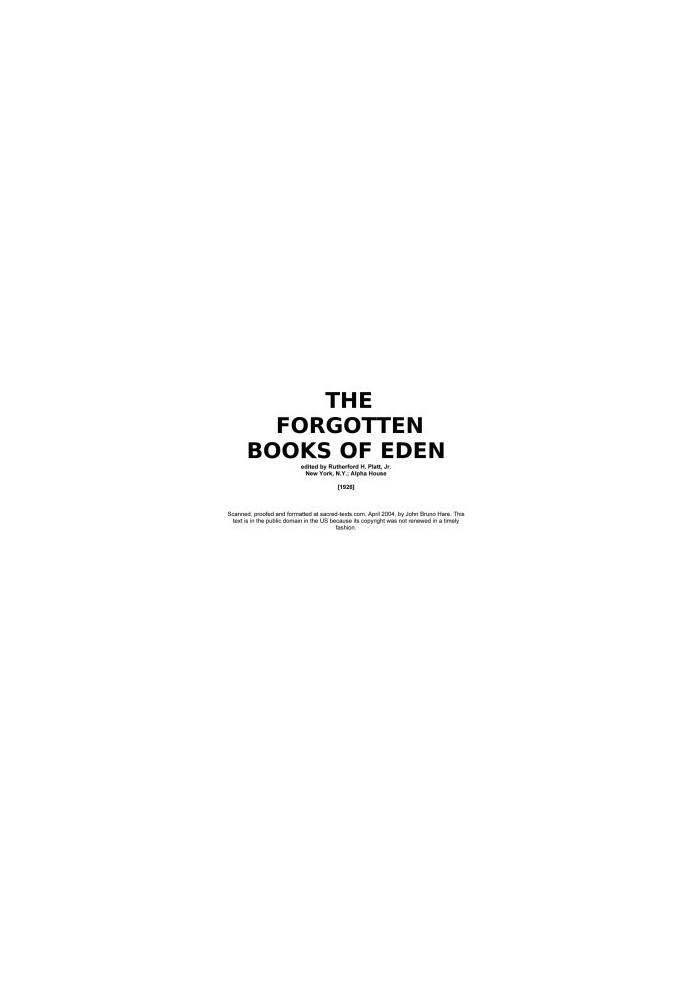 The Lost Books of the Bible and the Forgotten Books of Eden