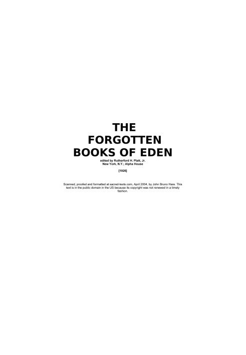 The Lost Books of the Bible and the Forgotten Books of Eden