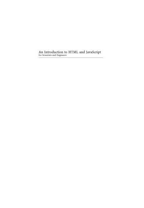 An introduction to HTML/JavaScript for scientists and engineers