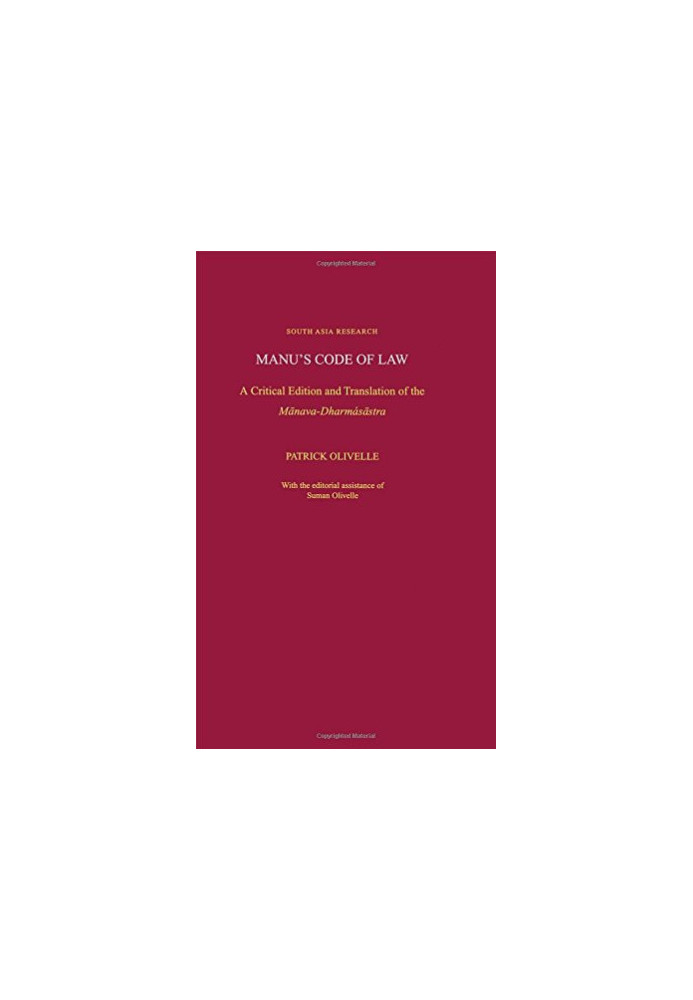 Manu's code of law : a critical edition and translation of the Mānava-Dharmaśāstra