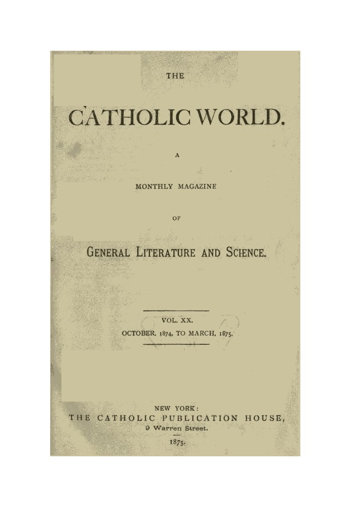 Католицький світ, том. 20 жовтня 1874-березень 1875