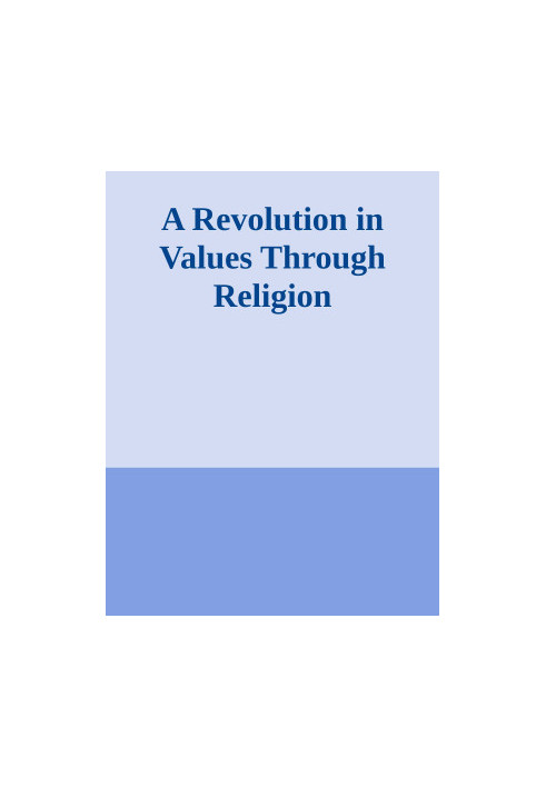A Revolution in Values Through Religion