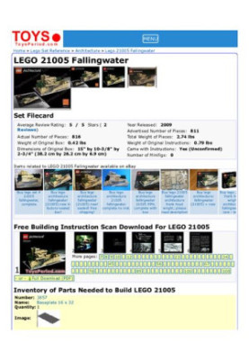 Lego Architecture Parts List , Frank Lloyd Wright Fallingwater