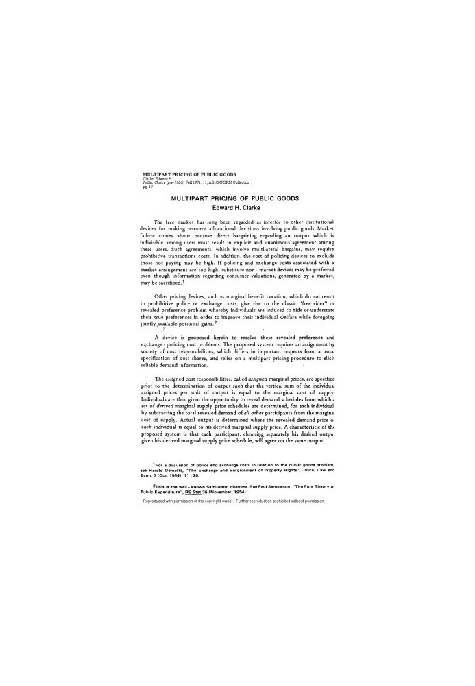 Multipart Pricing of Public Goods