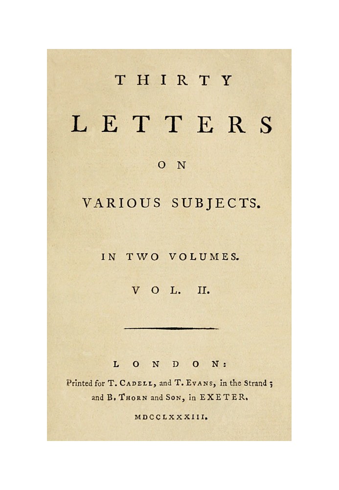 Thirty Letters on Various Subjects, Vol. 2 (of 2)