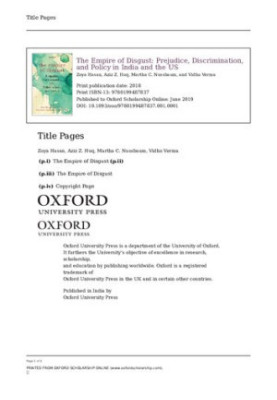 The Empire of Disgust: Prejudice, Discrimination, and Policy in India and the US