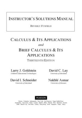 Instructor's Solutions Manual to Calculus & Its Applications