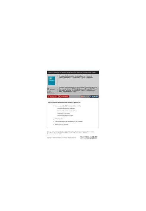 Sustainability Concepts in Decision-Making: Tools and Approaches for the US Environmental Protection Agency