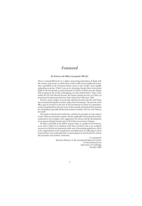 The Legal Framework of EU-China Investment Relations: A Critical Appraisal